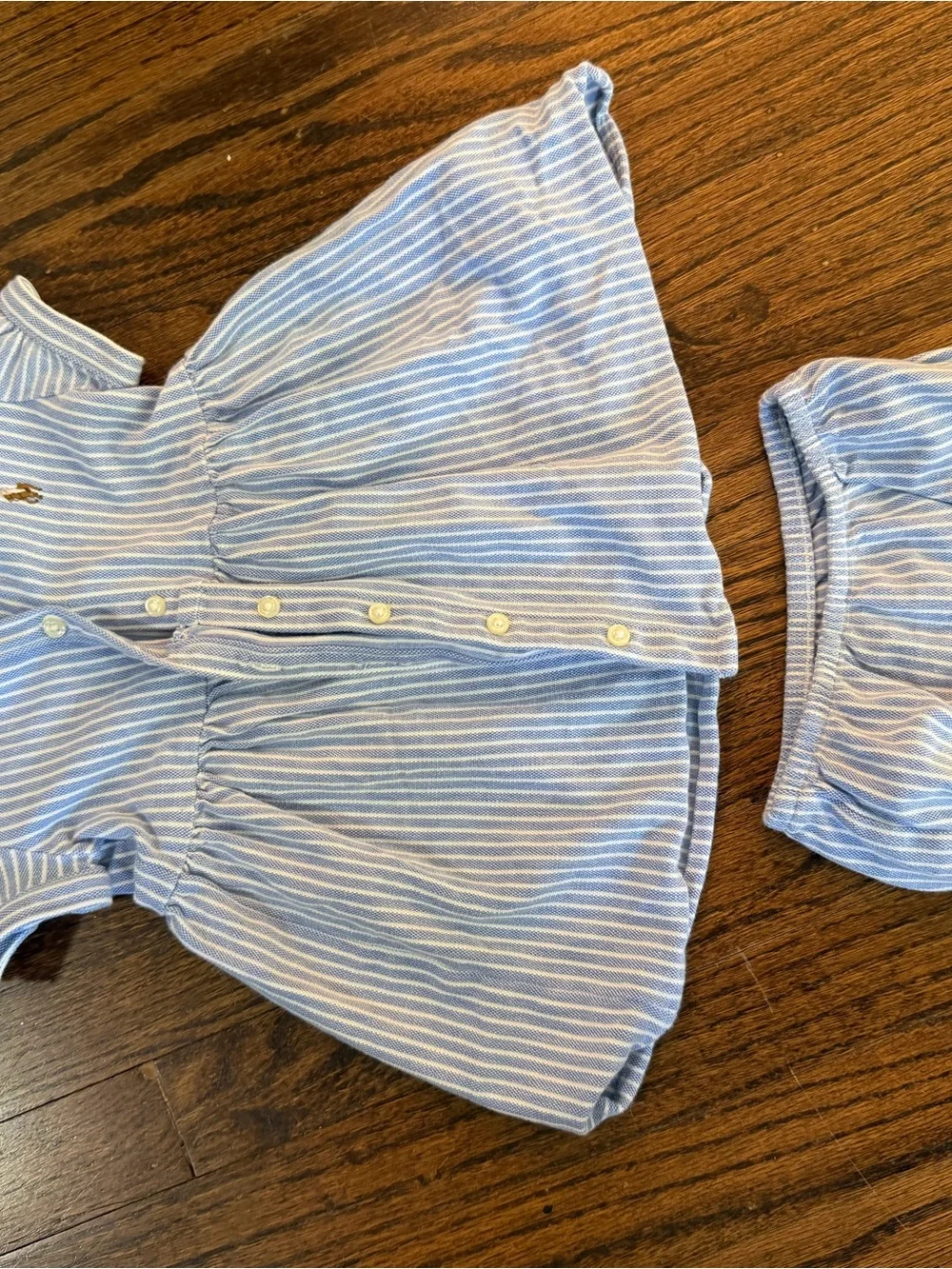 Ralph Lauren Blue and White Striped Polo Dress with Matching Bloomers